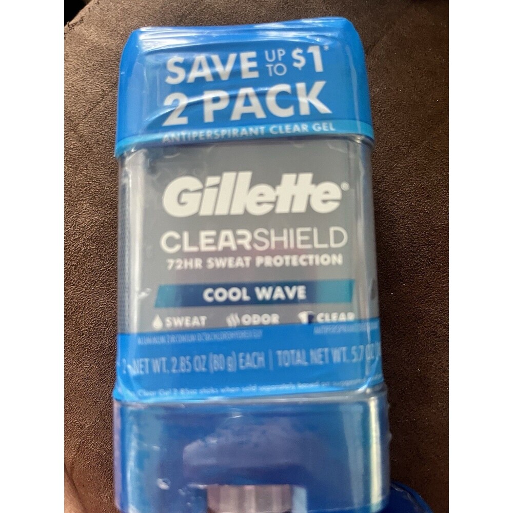 2X Gillette ClearShield 72HR Sweat Protection Cool Wave Antiperspirant 2.85 Oz